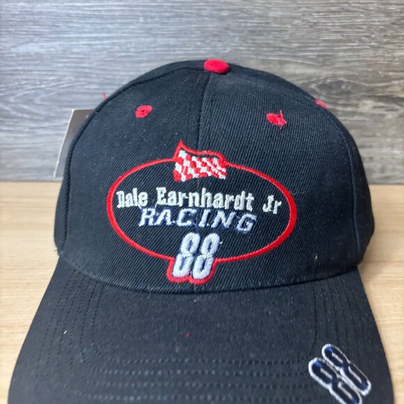 Vintage Nascar Hat Cap Strap Back Black Dale Earnhardt Jr Racing NWT - Picture 2 of 11